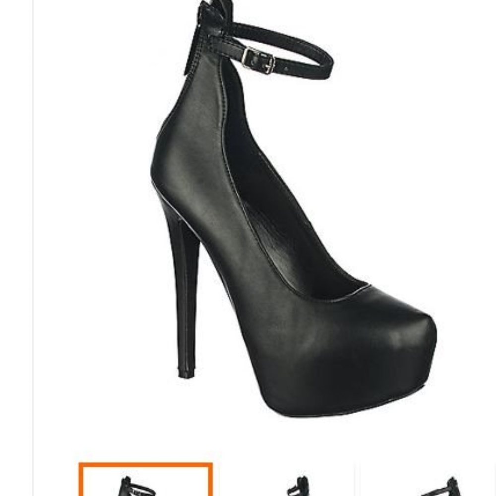 Black platform ankle strap heels